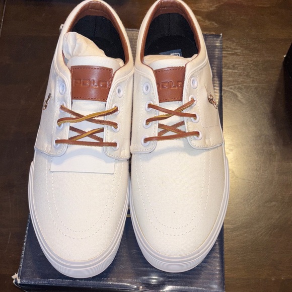 Polo Ralph Lauren Other - Polo by Ralph Lauren Men's Cream and Brown Sneakers size 8